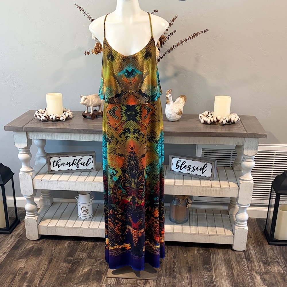 Emma & Michele Black Dress with Multicolor Print Accents